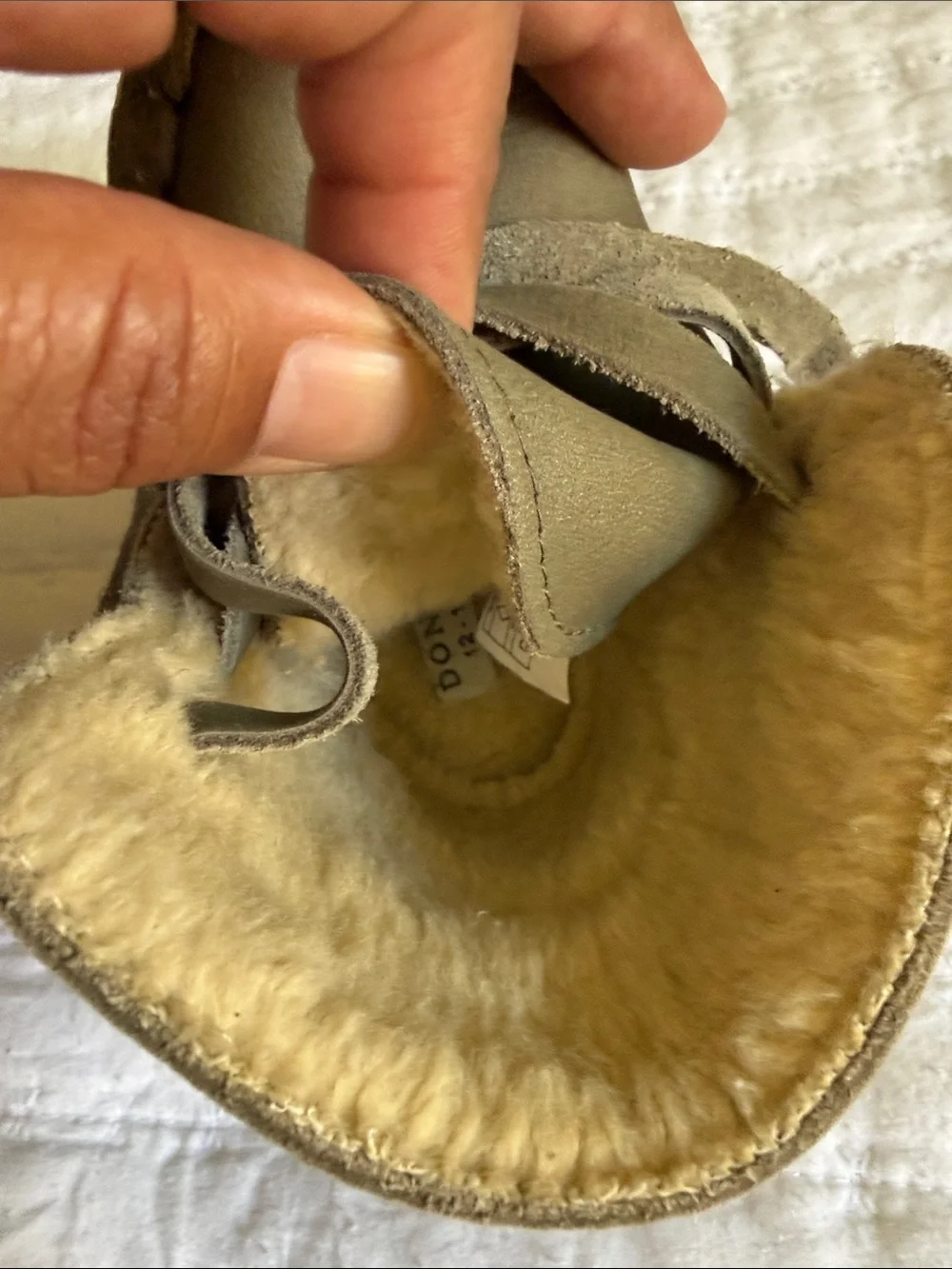 Kids Faux-Shearling Moccasin Boots in Olive